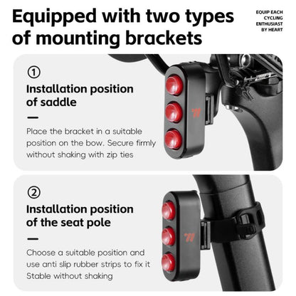 WEST BIKING Bicycle Night Riding Long Endurance Warning Brake Taillight, Round Light Basic, Square Light Basic, Round Light Smart, Square Light Smart