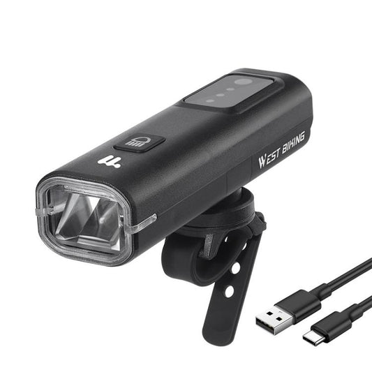 WEST BIKING Bicycle Waterproof TYPE-C Rechargeable High-Brightness Headlight, Regular, Digital Battery Display