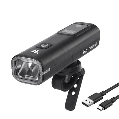 WEST BIKING Bicycle Waterproof TYPE-C Rechargeable High-Brightness Headlight, Regular, Digital Battery Display