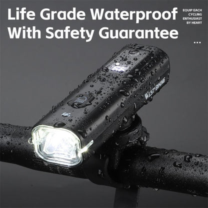 WEST BIKING Bicycle Waterproof TYPE-C Rechargeable High-Brightness Headlight, Regular, Digital Battery Display