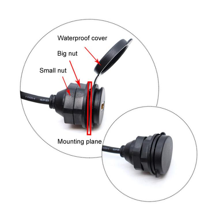 2m USB3.0+HDMI Car Waterproof Cable Motorcycle Boat Dashboard Extension Wire, 2m USB3.0+HDMI