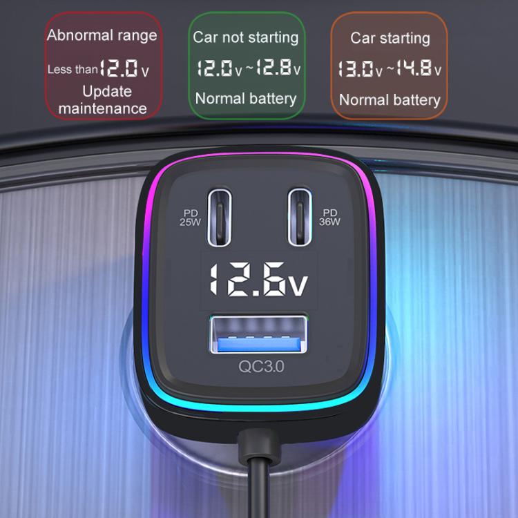 Powerful Output Colorful Ambient Lights Car Quick Charger, GE01