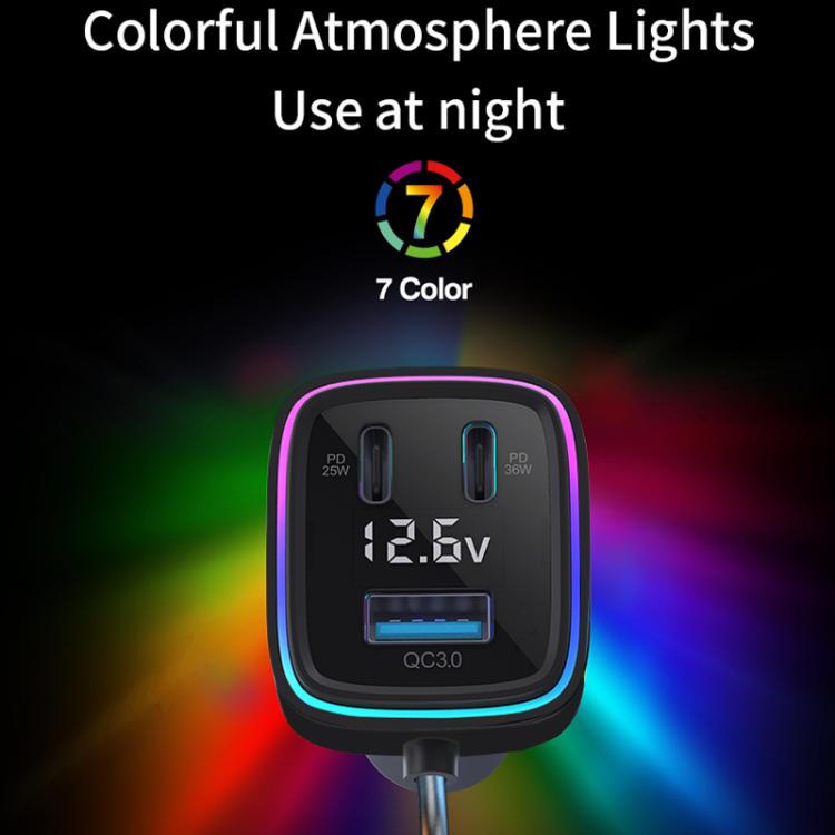 Powerful Output Colorful Ambient Lights Car Quick Charger, GE01