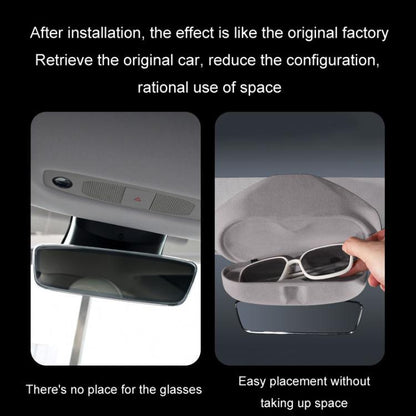 For Tesla Suede Leather Glasses Storage Box, 2024 Model 3 Beige, 2024 Model 3 Black, Model Y Beige, Model Y Black, Model 3 Beige, Model 3 Black