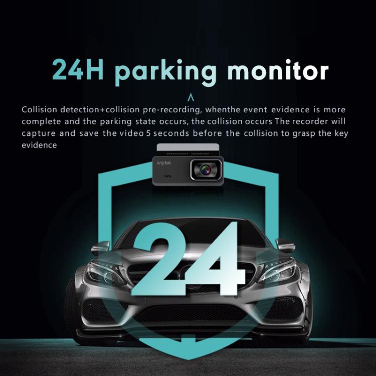 Anytek T1 PRO 3.2 Inch 2K HD Night Vision Car Recorder Hidden Car Camera Front And Rear Dual Recording, T1 PRO
