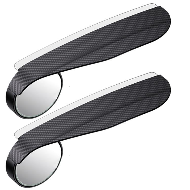 Car Mirror Reversing Shield Rain Brow 2 In 1 Carbon Fiber Reflective Auxiliary Mirror Cover, 2pcs / Set