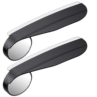 Car Mirror Reversing Shield Rain Brow 2 In 1 Carbon Fiber Reflective Auxiliary Mirror Cover, 2pcs / Set