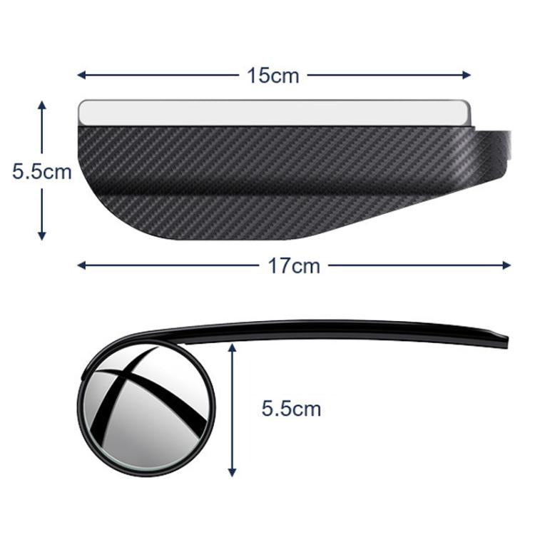 Car Mirror Reversing Shield Rain Brow 2 In 1 Carbon Fiber Reflective Auxiliary Mirror Cover, 2pcs / Set