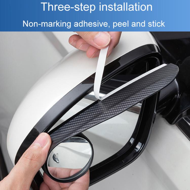 Car Mirror Reversing Shield Rain Brow 2 In 1 Carbon Fiber Reflective Auxiliary Mirror Cover, 2pcs / Set
