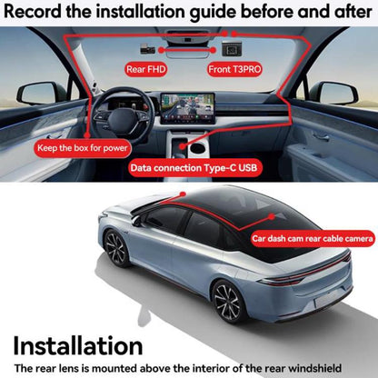 Anytek T3 PRO 2 inch 2K HD Night Vision Car Recorder Hidden Car Camera Front & Rear Dual Recording, T3 PRO