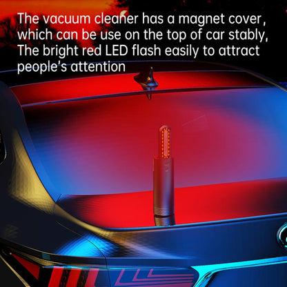 Car Mini Portable Powerful Suction LED Flashing Warning Light Outdoor Lighting Vacuum Cleaner, V8