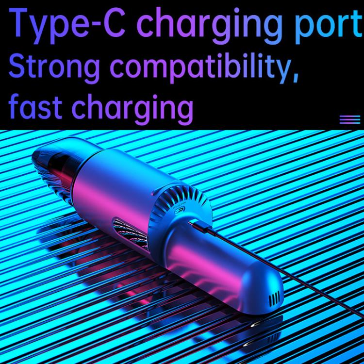 Car Mini Portable Powerful Suction LED Flashing Warning Light Outdoor Lighting Vacuum Cleaner, V8