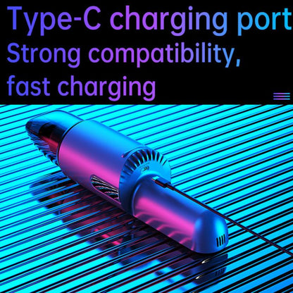 Car Mini Portable Powerful Suction LED Flashing Warning Light Outdoor Lighting Vacuum Cleaner, V8