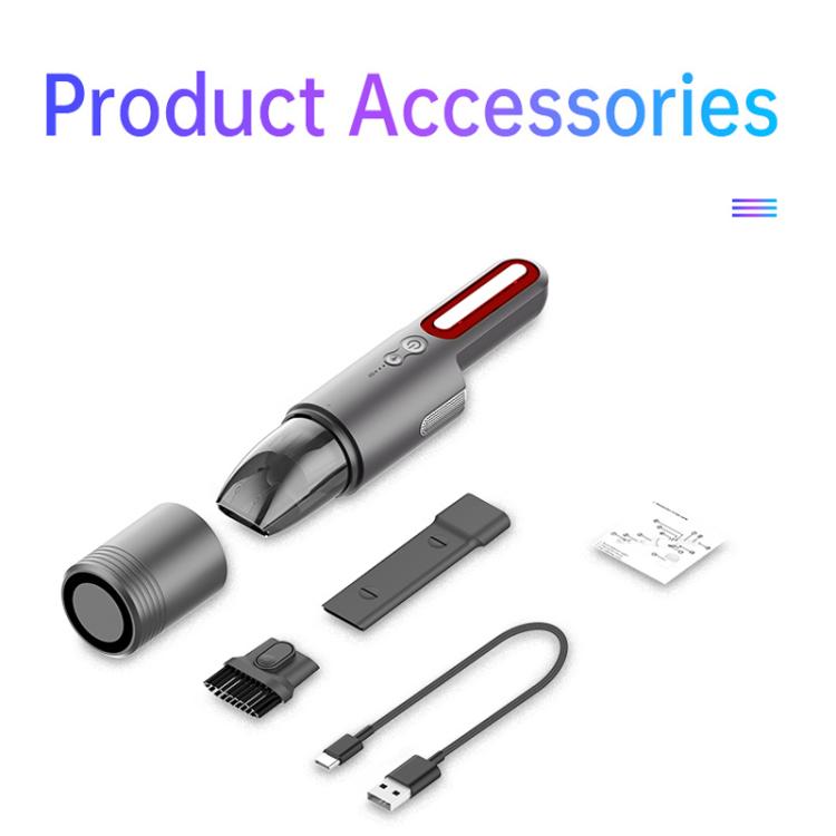 Car Mini Portable Powerful Suction LED Flashing Warning Light Outdoor Lighting Vacuum Cleaner, V8