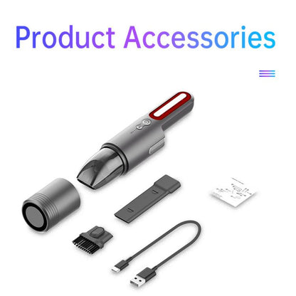 Car Mini Portable Powerful Suction LED Flashing Warning Light Outdoor Lighting Vacuum Cleaner, V8