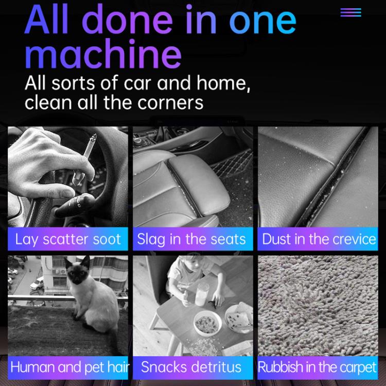 Car Mini Portable Powerful Suction LED Flashing Warning Light Outdoor Lighting Vacuum Cleaner, V8