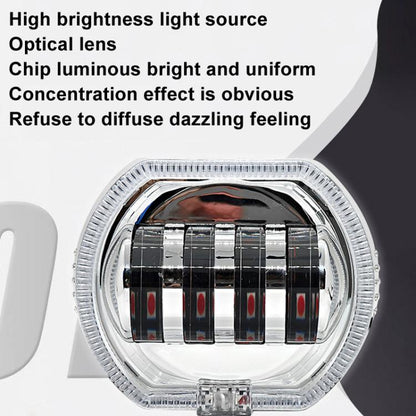 Motorcycle Electric Vehicle General Modification LED Headlight 4 Beads Double Lens Lamps, Blue Aperture+Red Devil Eye, Ice Blue Aperture+Red Devil Eye, Green Aperture+Red Devil Eye, Yellow Aperture+Red Devil Eye, White Aperture+Blue Devil Eye