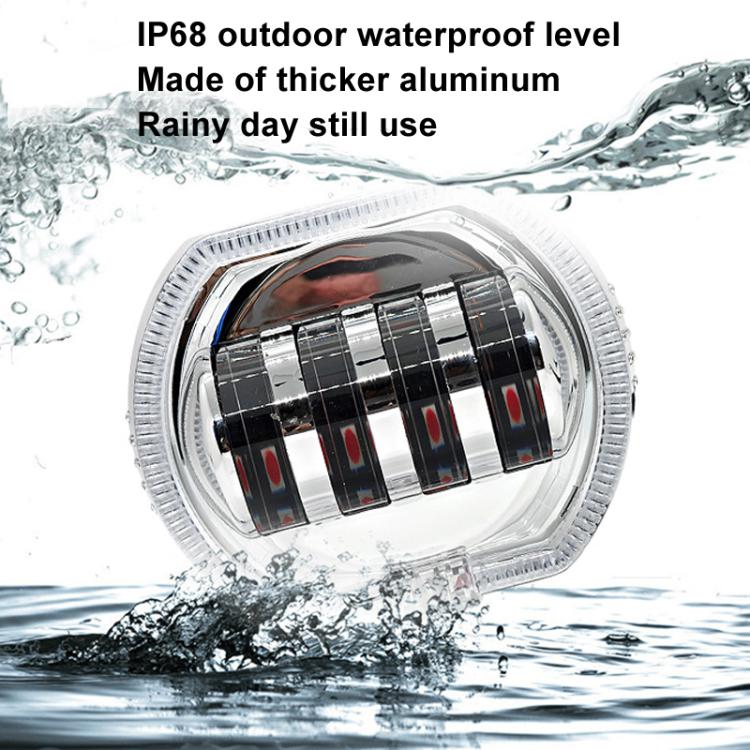 Motorcycle Electric Vehicle General Modification LED Headlight 4 Beads Double Lens Lamps, Blue Aperture+Red Devil Eye, Ice Blue Aperture+Red Devil Eye, Green Aperture+Red Devil Eye, Yellow Aperture+Red Devil Eye, White Aperture+Blue Devil Eye