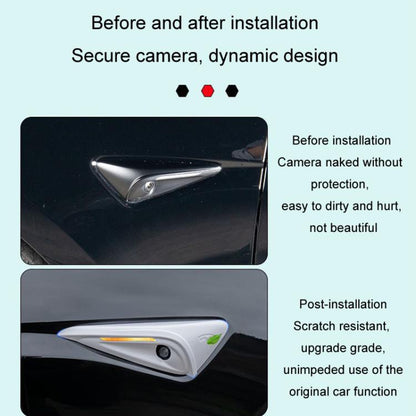 For Tesla 2024 Model 3 Fenders Side Labels Camera Cover Stickers, Glossy Carbon Fiber Texture, Matt Carbon Fiber Texture, Piano Paint Bright Black, Frosted Matt Black, Bright Red