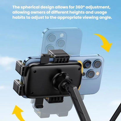 Bicycle and Motorcycle Phone Holder with Hidden Silicone Strap, Handbar, Rearview Mirror