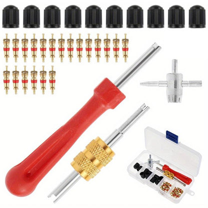 33pcs/Set Car Bicycle Tire Valve Core Installation Tool Repair Kit, B