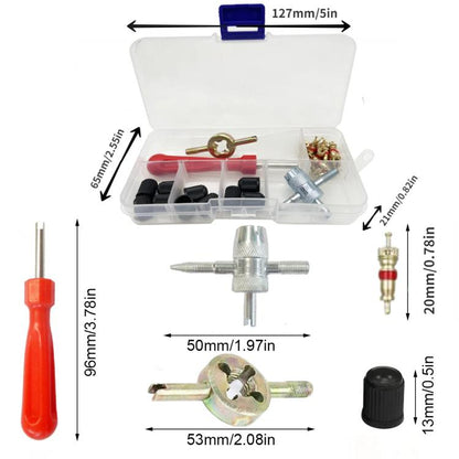33pcs/Set Car Bicycle Tire Valve Core Installation Tool Repair Kit, B