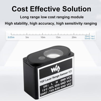 Waveshare TOF Time of Flight Laser Range Sensor, UART / I2C / IO Communication, 28760