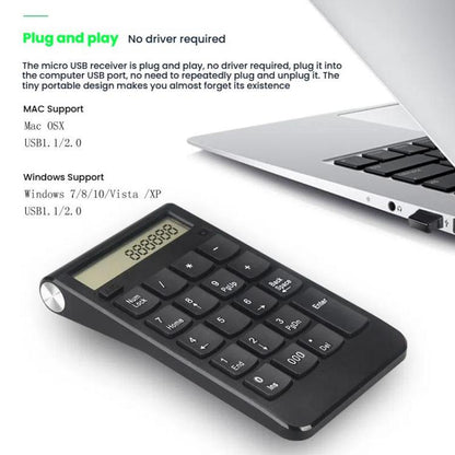 2.4G Dual-Mode Display Digital Keypad Cashier Office Computer Rechargeable Wireless Keyboard