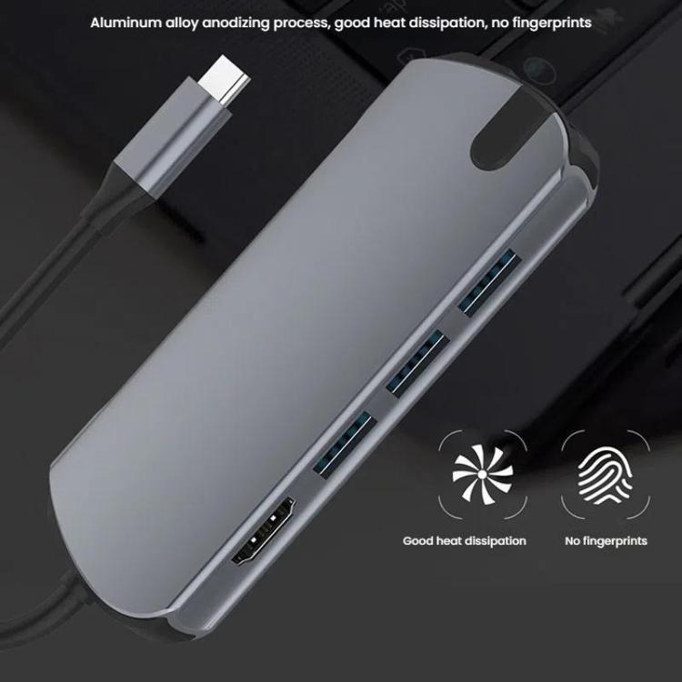 8-In-1 USB-C/Type-C Gigabit Ethernet Port Docking Station Hub, HDMI 4K 30Hz, HDMI 4K 60Hz