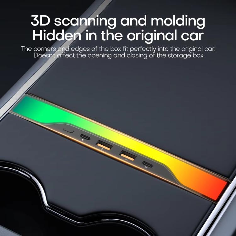 For Tesla Model 3 / Y 4-in-1 Colorful RGB Hub Docking Station
