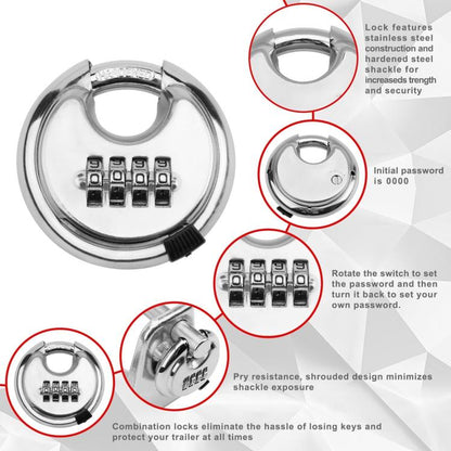 Coupler Gooseneck Hitch Trailer Lock For Heavy Trailer Transporter RV, Black Without Lock, Red Without Lock, Silver Without Lock, Black + Key Lock, Red + Key Lock, Silver + Key Lock, Black + Combination Lock, Red + Combination Lock