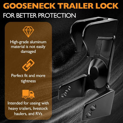 Coupler Gooseneck Hitch Trailer Lock For Heavy Trailer Transporter RV, Black Without Lock, Red Without Lock, Silver Without Lock, Black + Key Lock, Red + Key Lock, Silver + Key Lock, Black + Combination Lock, Red + Combination Lock