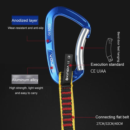 XINDA XD-CP05/06 Outdoor Mountaineering Climbing Straight Door Curved Door Fast Hanging Safety Buckle Flat Belt, 27cm, 32cm, 40cm