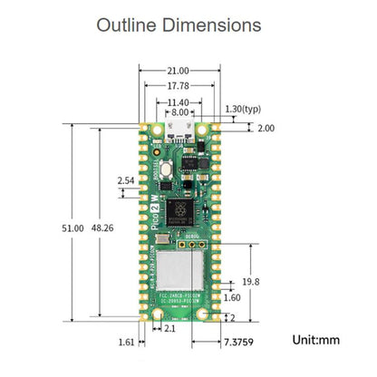 Waveshare For Raspberry Pi Pico / Pico 2 W Microcontroller Development Board