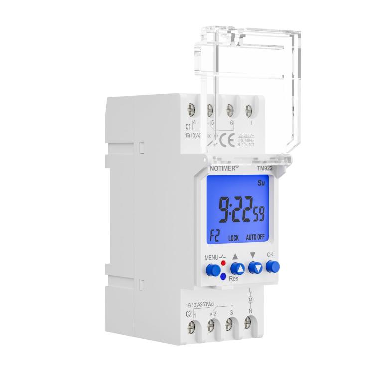 16A 2-Way Dual-Channel Second Control 7-Day Timing Switch Module DIN Mounted Timer, SINOTIMER  TM922-4 12V