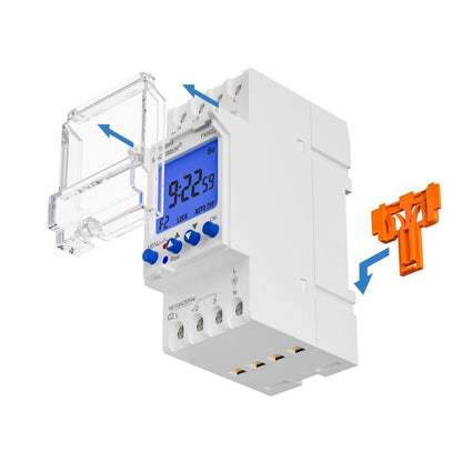 16A 2-Way Dual-Channel Second Control 7-Day Timing Switch Module DIN Mounted Timer, SINOTIMER  TM922-4 12V