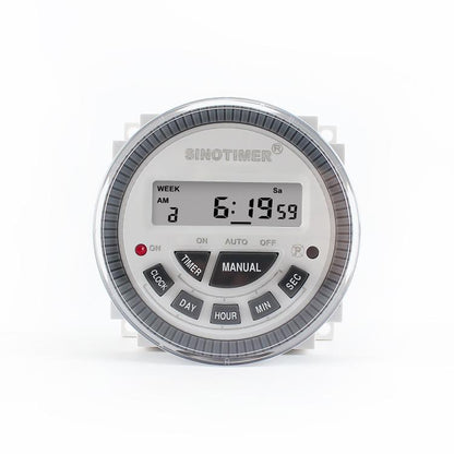 10A Digital 7-Day Timer Switch Second Control Timer, SINOTIMER TM-619sH-4 12VDC