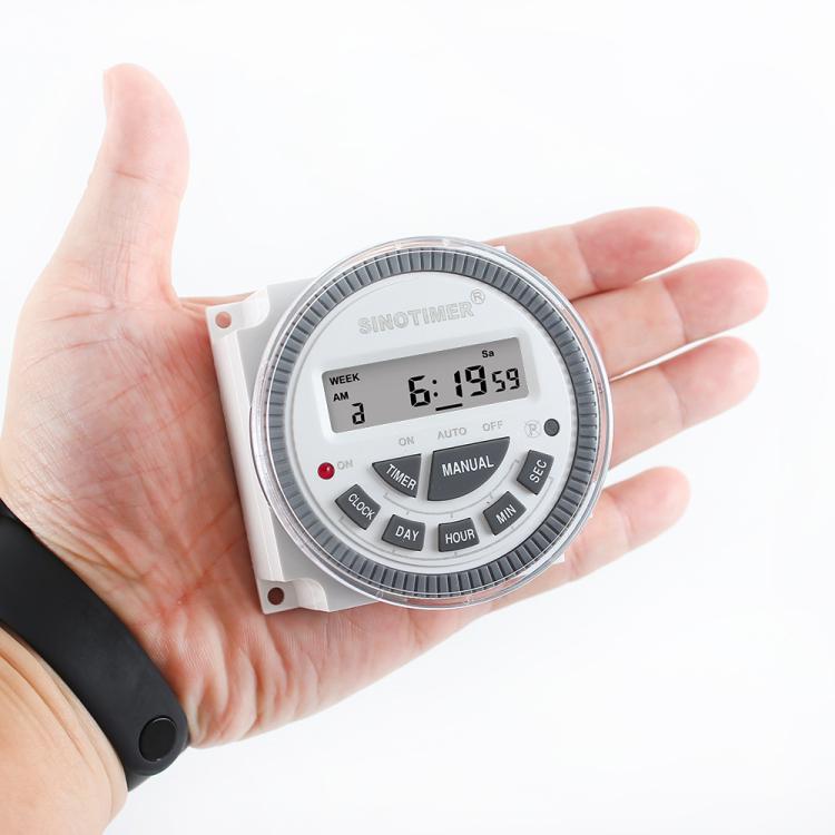 10A Digital 7-Day Timer Switch Second Control Timer, SINOTIMER TM-619sH-4 12VDC