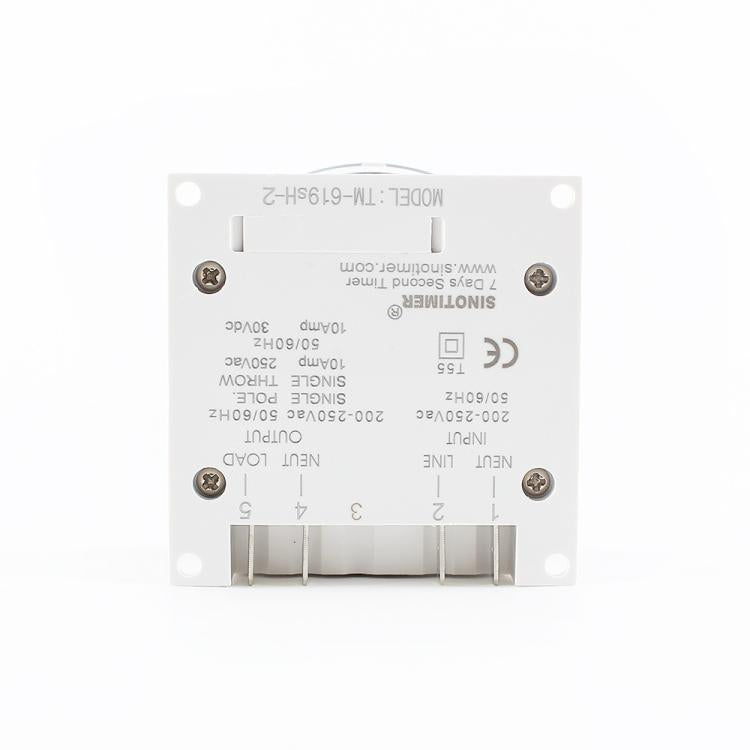 10A Digital 7-Day Timer Switch Second Control Timer, SINOTIMER TM-619sH-4 12VDC