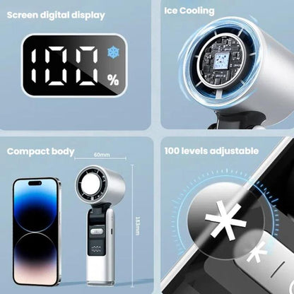 100-gear High Speed Handheld Fan Mini USB Rechargeable Foldable Portable Turbo Small Fan With Cooling