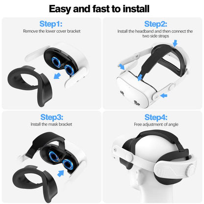 For Meta Quest 3S VR Headset Elite Head Strap Adjustable Comfort Decompression Headband