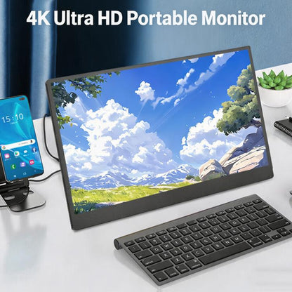 15.6 Inch 4K Portable Monitor Touchscreen UHD 3840x2160 External Screen With Full Lamination, USB-C HDMI Travel Monitor, 15.6 Inch 4K