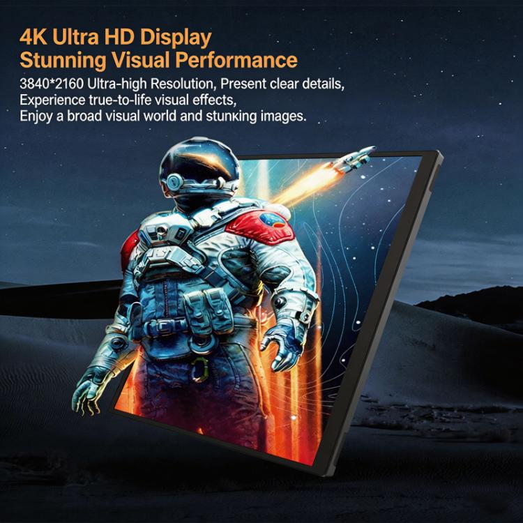 15.6 Inch 4K Portable Monitor Touchscreen UHD 3840x2160 External Screen With Full Lamination, USB-C HDMI Travel Monitor, 15.6 Inch 4K