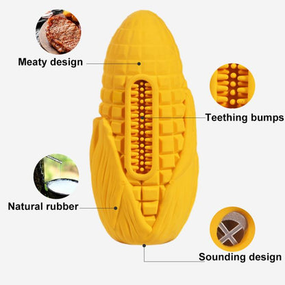 Corn Shaped Bacon Scented Pet Chewable Teething Stick Dog Sounding Toy