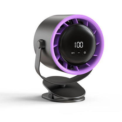 100-Gear High-Speed Circulating Fan Rechargeable Desktop Digital Display Turbo Wall-Mounted Fan, White, Gray, Clip White, Clip Gray