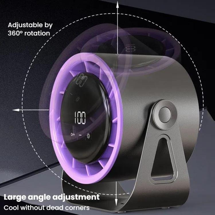 100-Gear High-Speed Circulating Fan Rechargeable Desktop Digital Display Turbo Wall-Mounted Fan, White, Gray, Clip White, Clip Gray