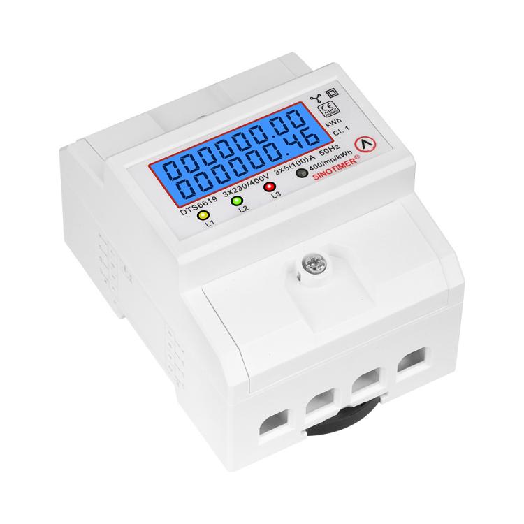100A 380V AC 3-phase 4 Wire Energy Meter Temporary Power Can Be Reset Din Rail Mounted, SINOTIMER DTS6619-046