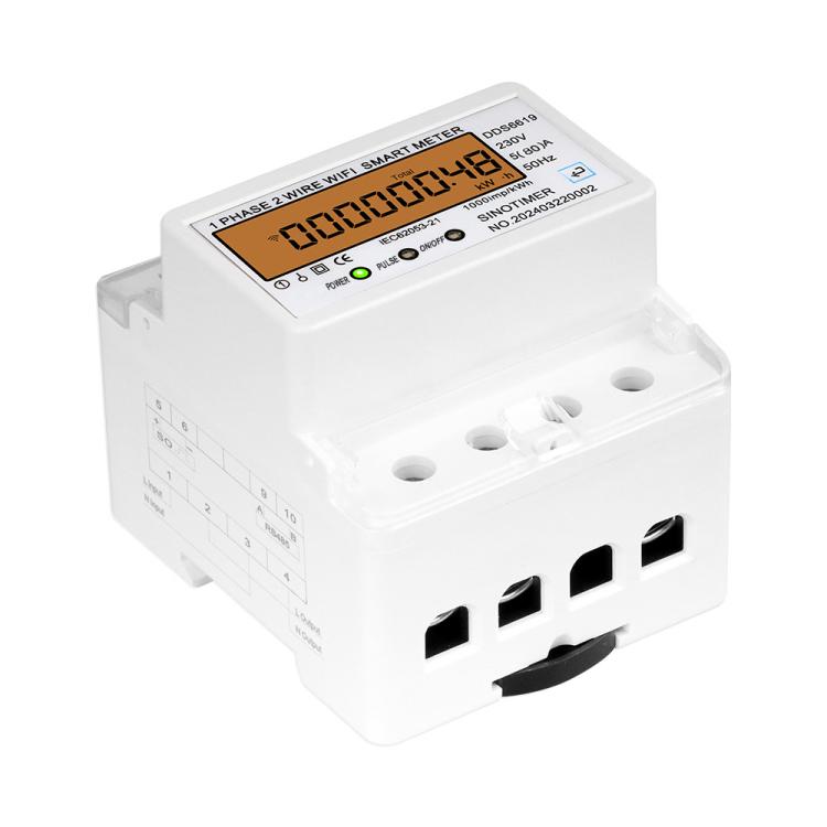 Single-phase Tuya WiFi Energy Meter AC 220V, SINOTIMER DDS6619-048 80A With Switch, SINOTIMER DDS6619-047 100A Without Switch