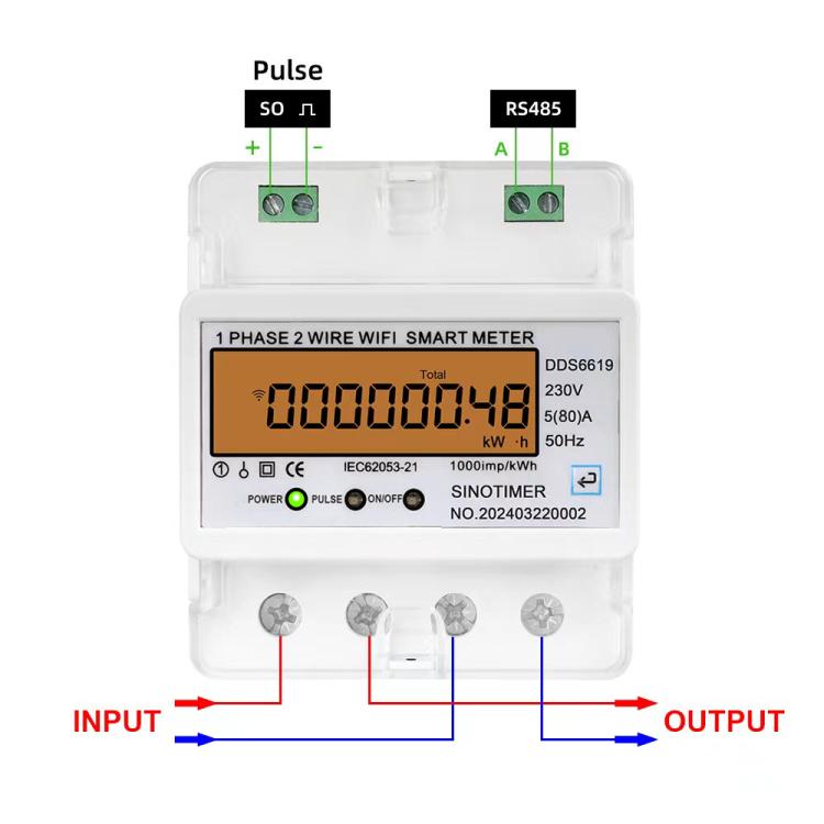 Single-phase Tuya WiFi Energy Meter AC 220V, SINOTIMER DDS6619-048 80A With Switch, SINOTIMER DDS6619-047 100A Without Switch