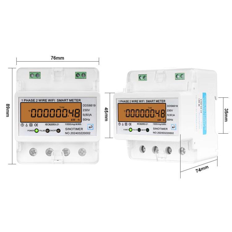 Single-phase Tuya WiFi Energy Meter AC 220V, SINOTIMER DDS6619-048 80A With Switch, SINOTIMER DDS6619-047 100A Without Switch